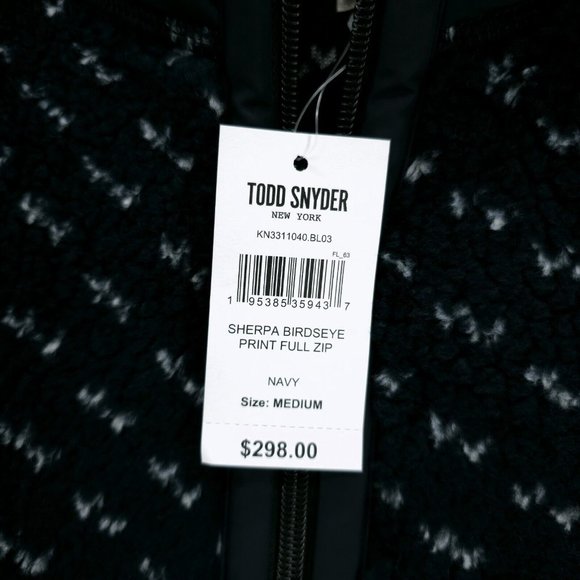 NWT TODD SNYDER Sherpa Sherpa Navy Birdseye Full Zip Jacket MADE IN ITALY - Picture 6 of 9